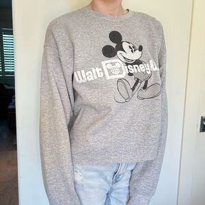 Disney Gray Crewneck Sweater with Mickey Mouse Design